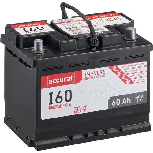 Agm autobatterie 60ah 12v 680a - agm,